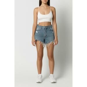 American Eagle Womens Shorts Size 8 High Waisted Distressed Blue